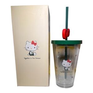 Starbucks Hello Kitty Tumbler with Green Lid and Red Bow